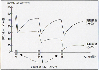 筋グリコーゲンの回復には高糖質食が必要である